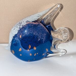 Murano Style Blue Gold Glass Angel Fish Figurine